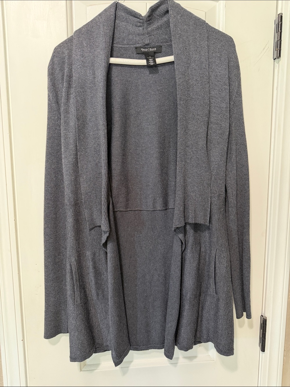 White House Black Market Charcoal Open-Front Draped Cardigan